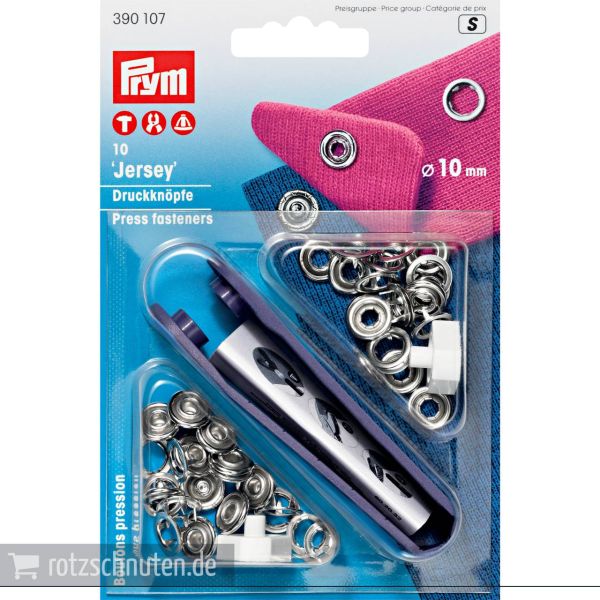 10 Jersey Druckknöpfe PRYM – 10mm silber mit Werkzeug - Metall Druckknopf