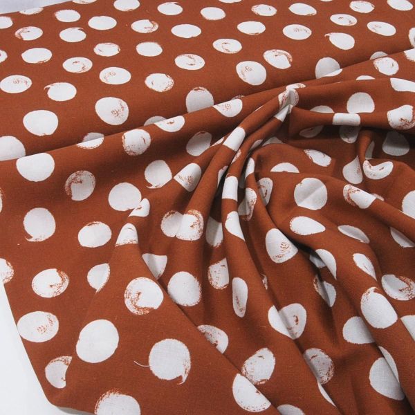 Viskose Leinen Mix mit großen Punkten terracotta rost - Kleiderstoff Selma von Swafing