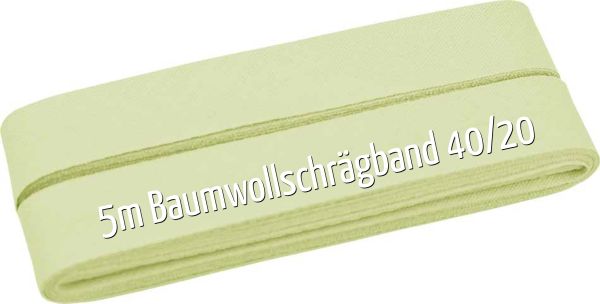 5m Schrägband aus Baumwolle lindgrün - Baumwollschrägband 40/20/10