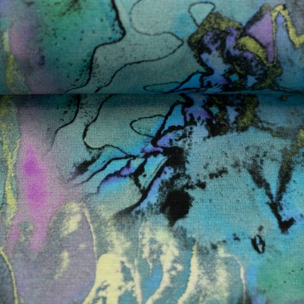 Alpenfleece Marble marmoriert aqua rosa gold – kuschelweicher Babysweat Nicki Wintersweat