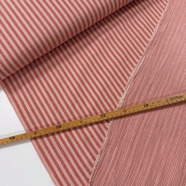 Doubleface Musselin Rosenholz Rosa gestreift