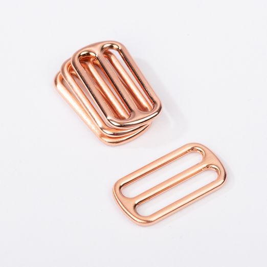 Metall Schieber schmal 25mm kupfer rosegold – Leiterschnalle Stegschnalle für 2,5cm Gurtbänder