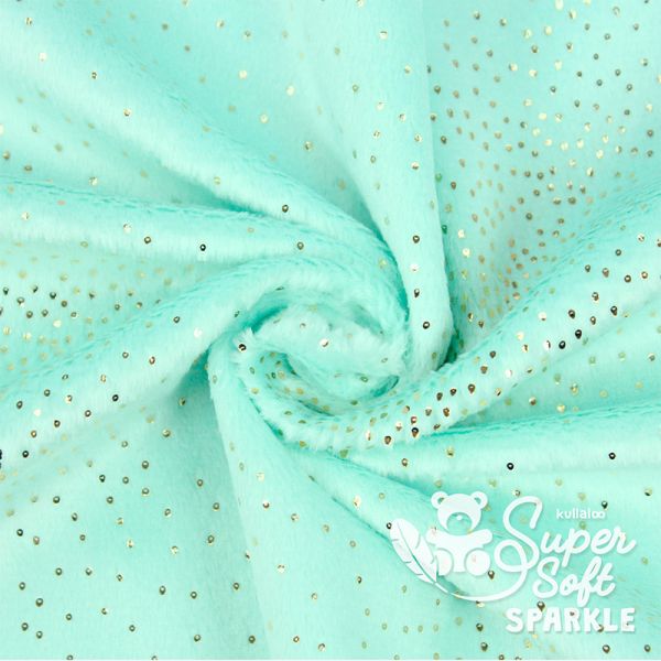 Kullaloo Plüsch SuperSoft Shorty Sparkle mint gold - Silky Minky Kuschel Nicki 100x75cm