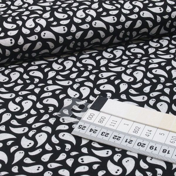 Baumwolle kleine Geister schwarz weiß Halloween - Midnight Magic 24081