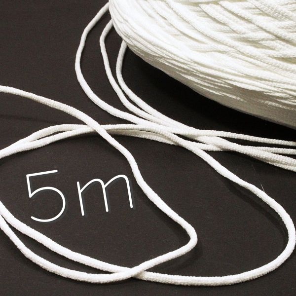 5m weiches Rundgummi in weiß Ø2,5-3 mm für Masken