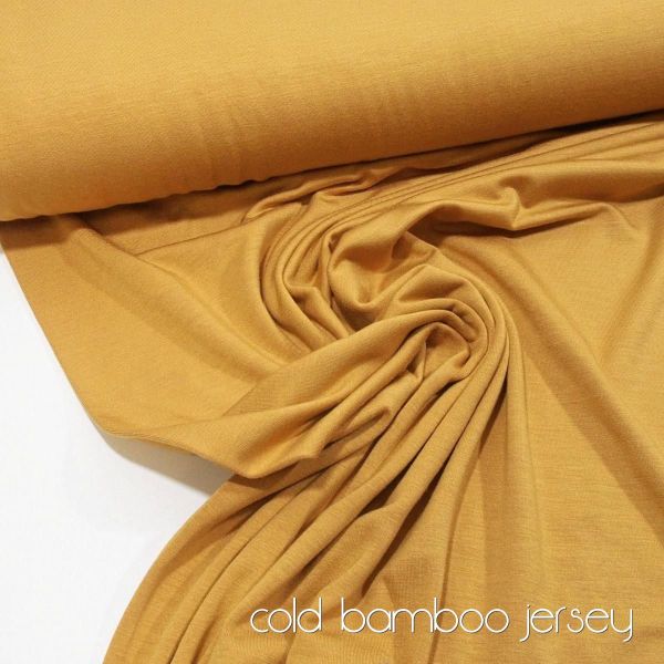 Viskose Jersey knitterfrei aus Bambus senf gelb - cold bamboo jersey knit