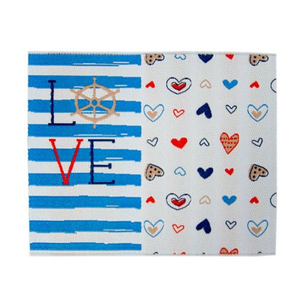 Bügelbild LOVE Herzen Streifen maritim - Applikation zum Aufbügeln