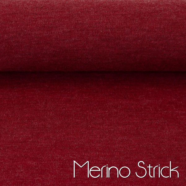 Weicher dünner Merinostrick in dunkelrot bordeaux - 100% Schurwolle Merino Strickstoff von Swafing