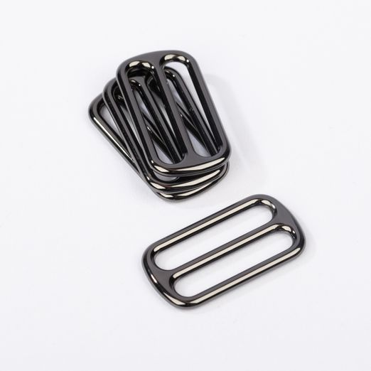 Metall Schieber schmal 25mm gunmetal – Leiterschnalle Stegschnalle für 2,5cm Gurtbänder