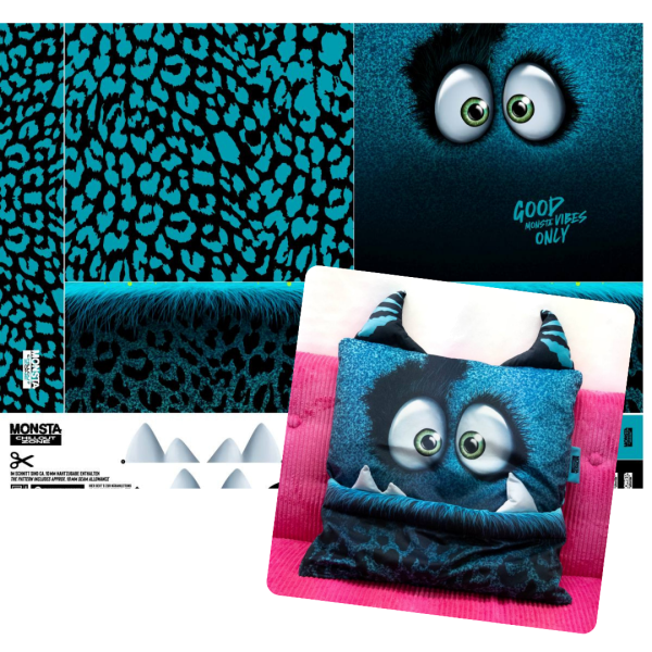 Monsta Pillow DIY Panel petrol für ein Kissen • Design Thorsten Berger by Swafing