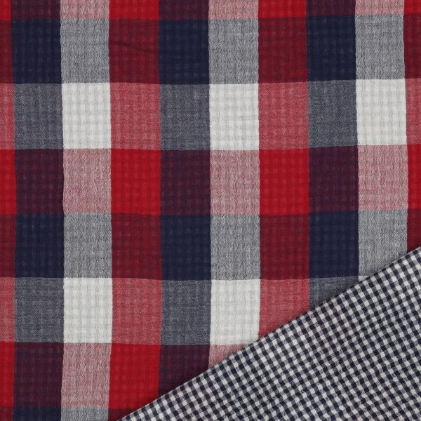 Baumwolle Musselin doubleface Karo rot blau – Double Gauze Vichy Check red