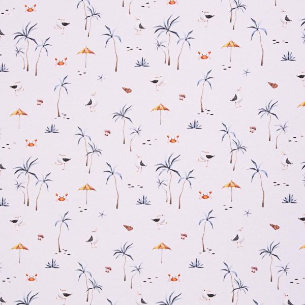 Baumwolljersey freche Möwe am Strand creme – Serie Aurich maritim by Swafing