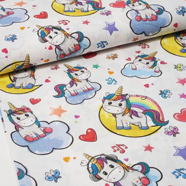 Baumwolle Einhörner Regenborgen - Unicornis C-101 Tablilla Indigo fabrics Einhorn