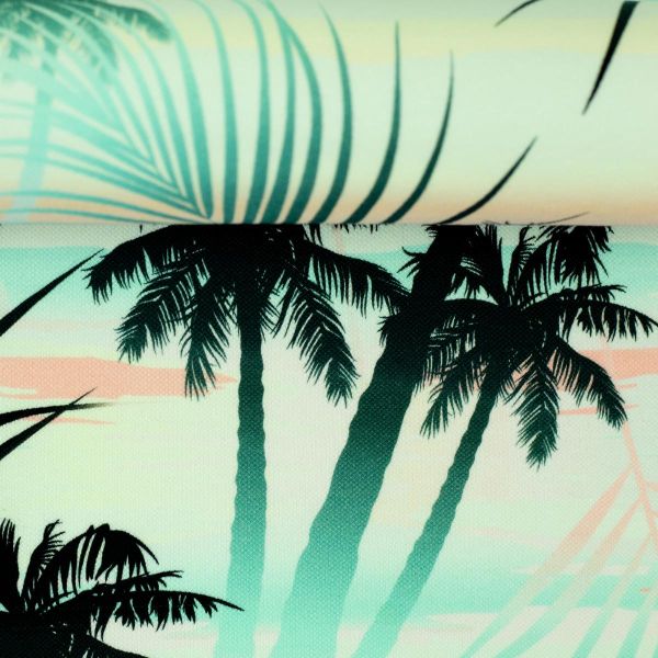 Polo Piqué Jersey Tropical Palmen mint grün apricot - Serie Malta by Swafing