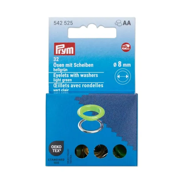 20 Ösen mit Scheiben 8mm lime grün - für das Prym Vario Creative Tool