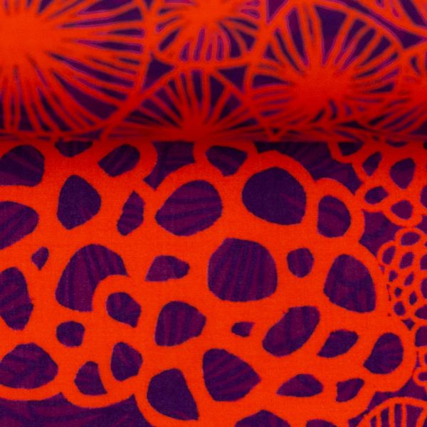 luftig leichte Viskose Kleiderstoff orange lila - Coral Cluster by Thorsten Berger von Swafing