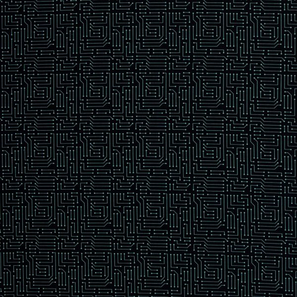 Baumwolle Elektronik Platine schwarz petrol - Cotton Hitech by Swafing