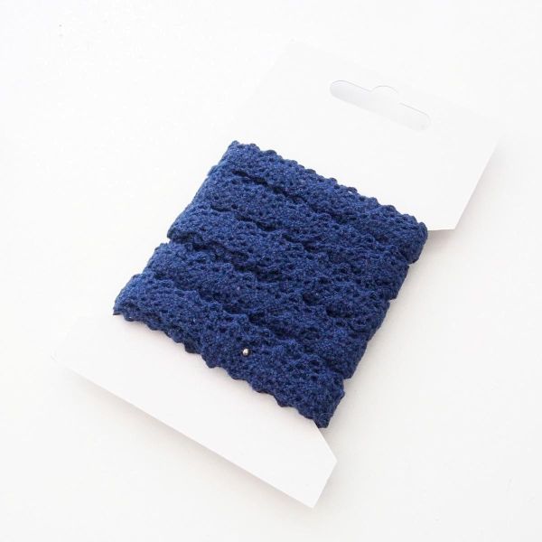 3m Klöppelspitze navy - Spitze dunkelblau aus Baumwolle - 12mm breite Borte