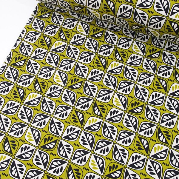 Sweat Retro Blätter oliv grau – French Terry Leafs FVJ1410