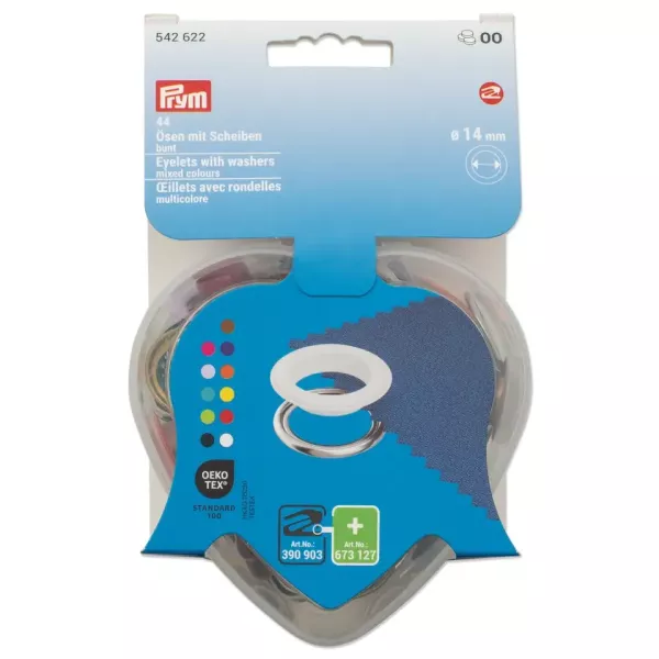 44 bunte Ösen mit Scheiben 14mm - für das Prym Vario Creative Tool