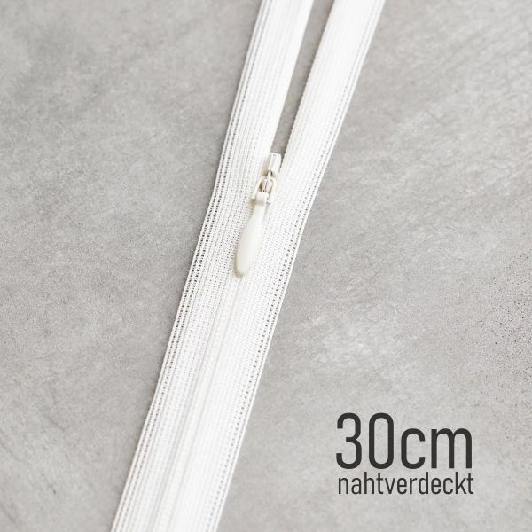 Unsichtbarer Reißverschluss weiß 30cm – meetMILK Bright White YKK