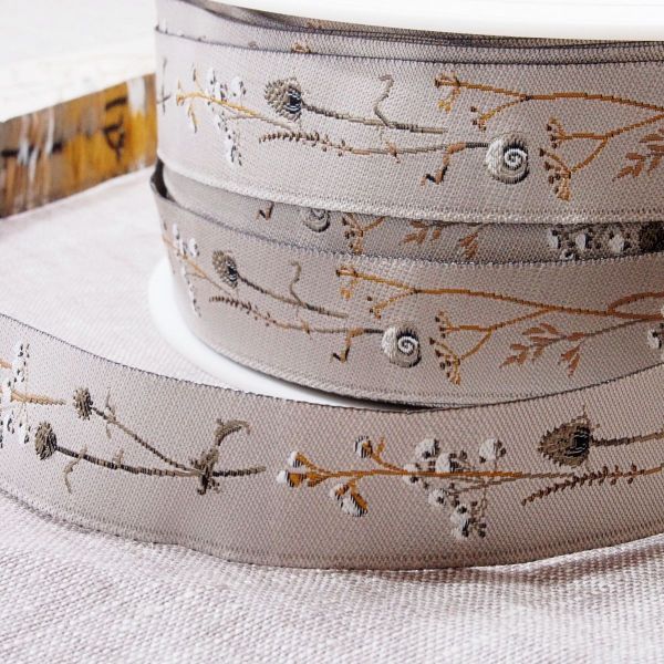 Webband mit Gräsern - Wintergras - von Acufactum beige 16mm