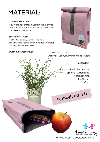 Schnittmuster Lunch Bag – Nähanleitung für Anfänger