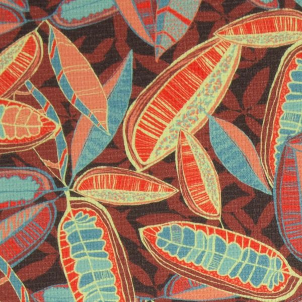 Waffeljersey Blätter braun – Waffelstruktur Jersey Viento Bienvenido Colorido