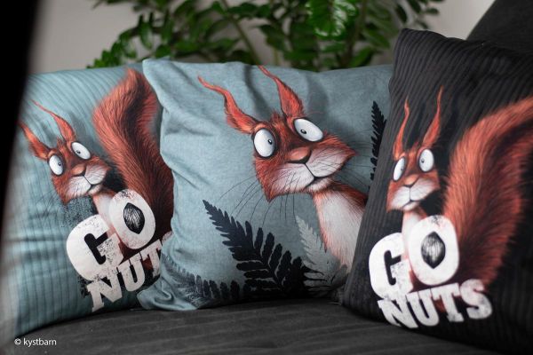 Sweat Eichhörnchen STRIPE dunkelbraun - Go Nuts by Thorsten Berger – 85cm Panel French Terry