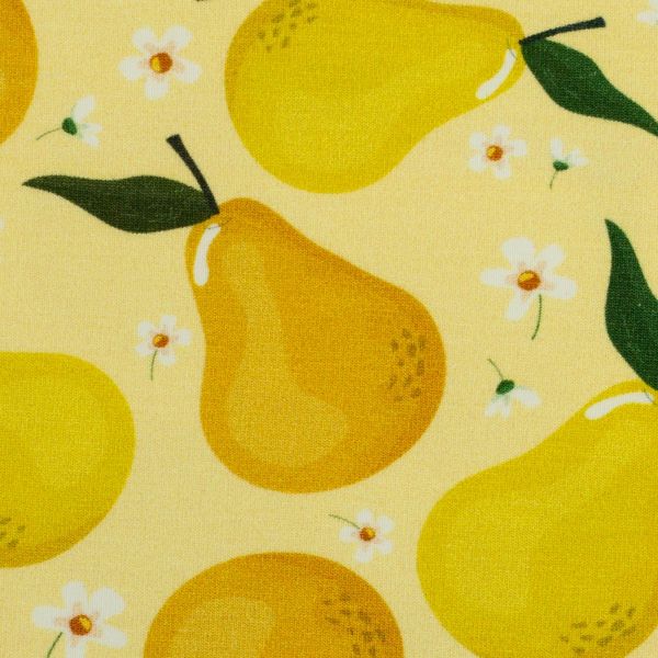Jersey mit Birnen und Gänseblümchen – frisches Obst aus der Serie Melody von Swafing