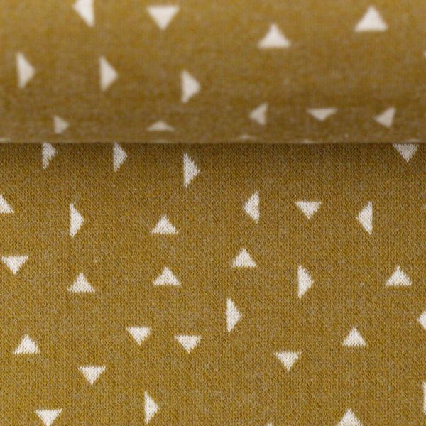 Jacquard Strickstoff Dreiecke ocker senf gelb – Kuschelstrick von Swafing