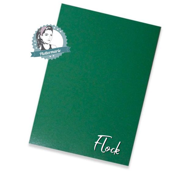 Flockfolie für Textildruck grün A4 - Plotterfolie von Plottermarie Flock Velours 480µ