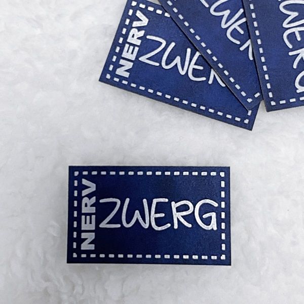 Aufnäher Label - NERV ZWERG blau - für einzigartige Nähprojekte, Strickwerke & Gebasteltes