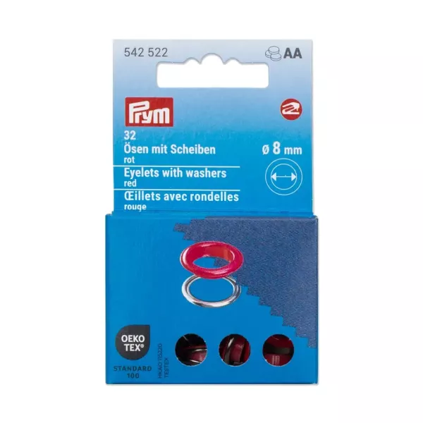 20 Ösen mit Scheiben 8mm rot - für das Prym Vario Creative Tool