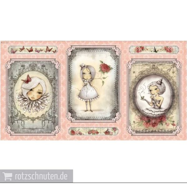 Baumwolle Santoro Gorjuss – Mirabelle – 3 große Bilder Mädchen Panel cameo