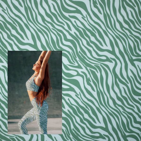 YOGA STRETCH Zebra mint grün - Funktionsjersey für Sportbekleidung Animal Print