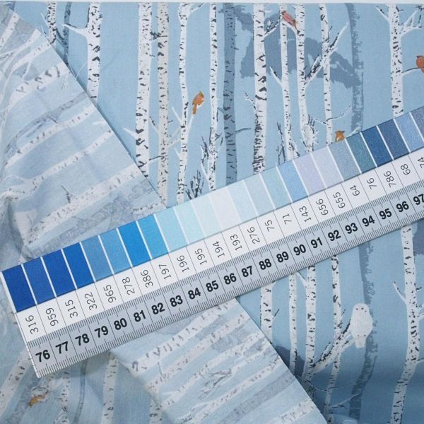 Baumwolle Birken Eulen Kardinal hellblau – Earthen by Katarina Roccella