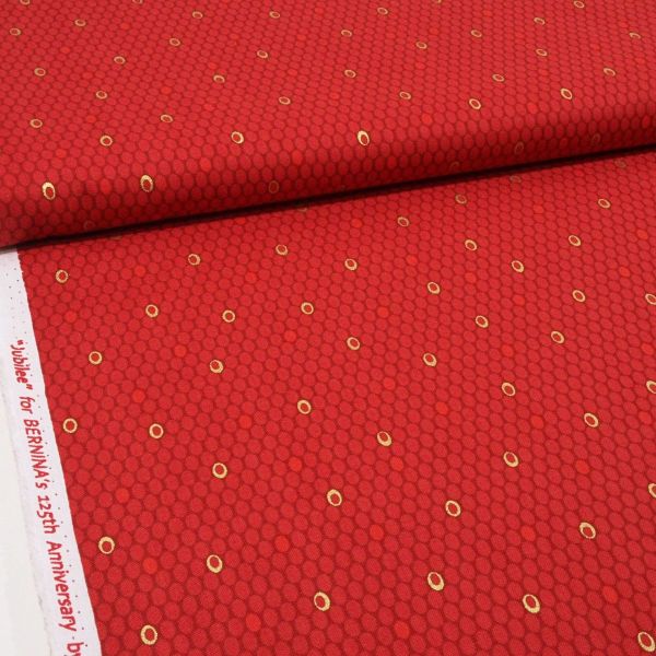 Baumwolle Ovals Punkte rot gold - Jubilee für Berninas 125th Anniversary