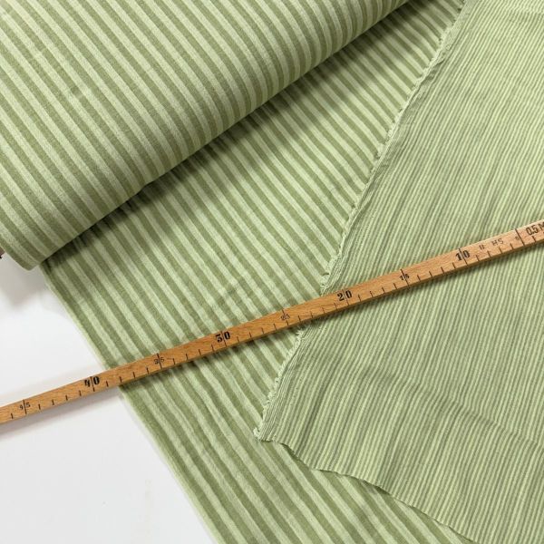 Doubleface Musselin Salbei Grün gestreift