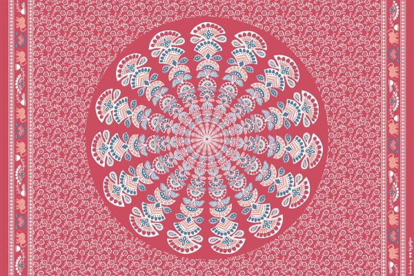 luftig leichte Viskose Mandala beere - Dreamland Beach Day by Jolijou - 95cm Panel