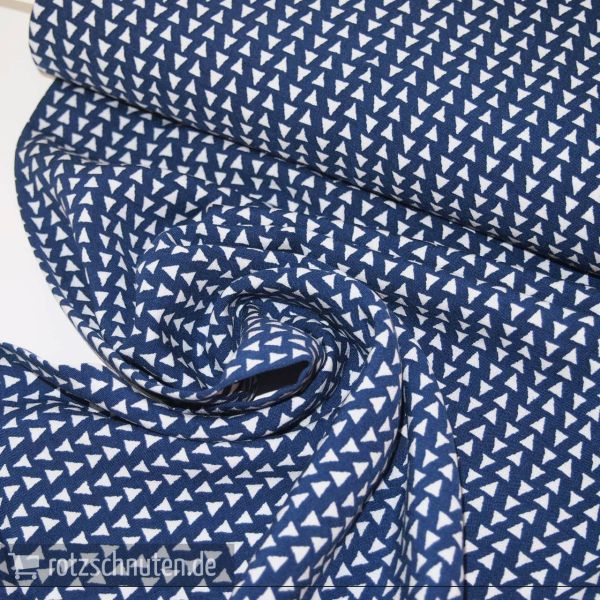 Leichter Blusen und Kleiderstoff RETRO DREIECKE blau weiß – Viscose Druck