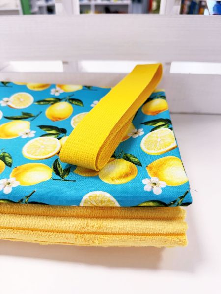 Taschen-Stoffpaket gelb – Breitcord, Zitronen Baumwollstoff & Gurtband