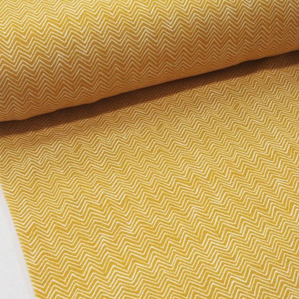 Jersey kleines Zickzack senf gelb – Chevron Serie Autumn Bunny von Swafing