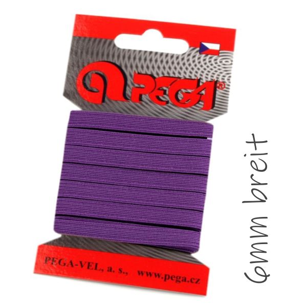 5m schmales Gummiband lila violett - 6mm breit