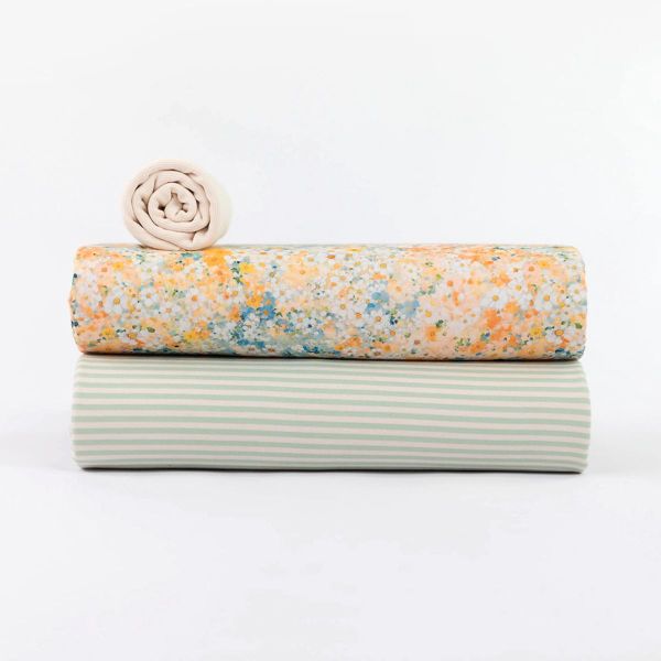 French Terry mit Streifen in Creme Mint - 150cm breit von See You At Six