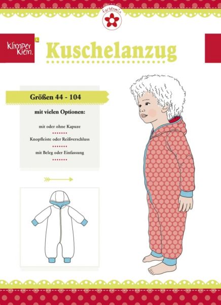 Schnittmuster Kuschelanzug von Klimperklein / Farbenmix – Gr. 44-104