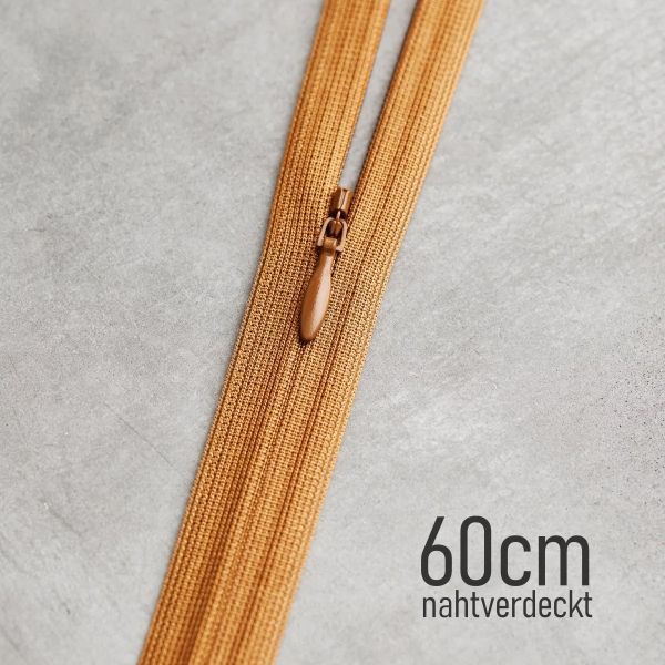 YKK Reißverschluss unsichtbar 60cm senfgelb – meetMILK Mustard