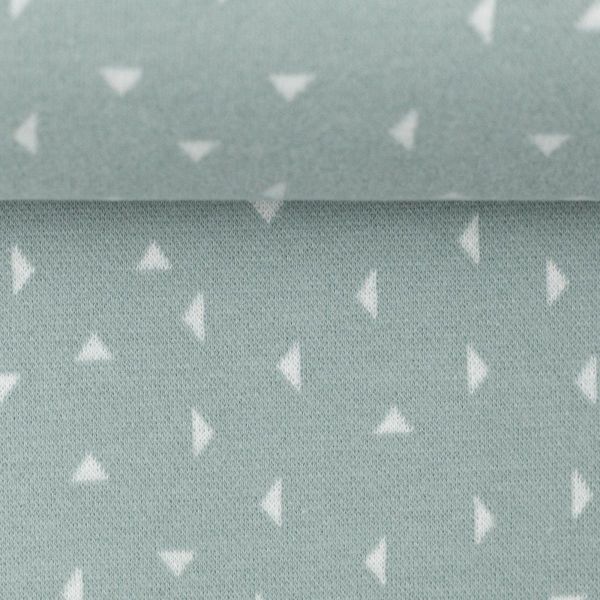 Jacquard Strickstoff Dreiecke helles mint grün – Kuschelstrick von Swafing