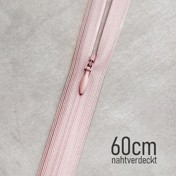 Nahtverdeckter YKK Reißverschluss 60cm puderrosa – meetMILK Powder Pink