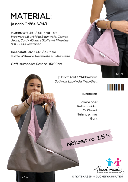 Schnittmuster Origami Bag – Nähanleitung für Anfänger